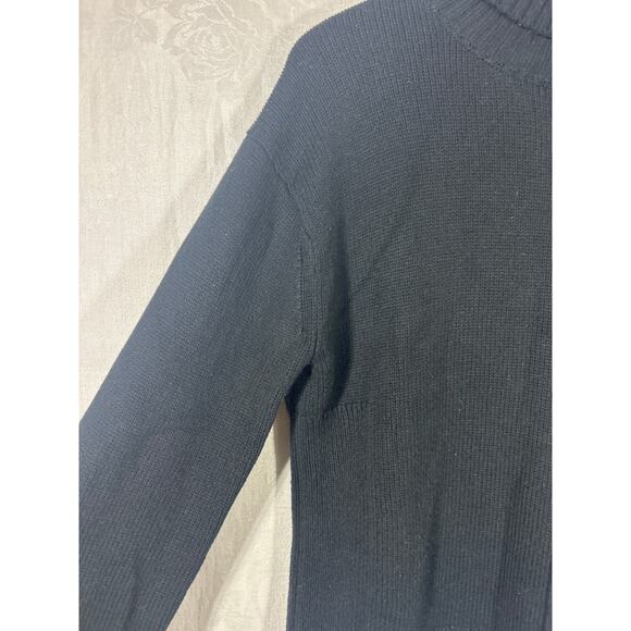 Nordstrom Turtleneck Sweater Small Black Ribbed Organic Cotton Merino Wool - Picture 4 of 9